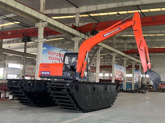 चीन शीर्ष ब्रांड अप्रयुक्त उभयचर खुदाई मशीन HK150SD 0.25 M3 नदी सफाई मशीन के साथ लंबी पहुंच बूम