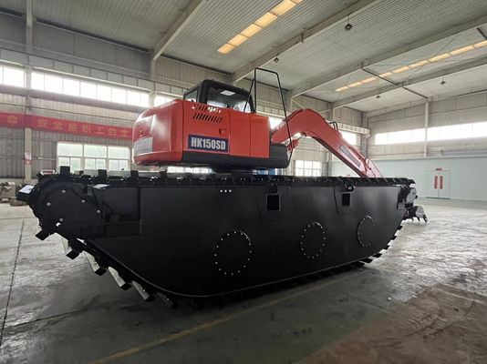 चीन शीर्ष ब्रांड अप्रयुक्त उभयचर खुदाई मशीन HK150SD 0.25 M3 नदी सफाई मशीन के साथ लंबी पहुंच बूम