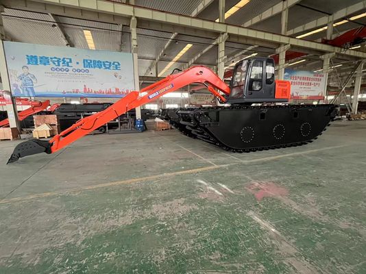 चीन शीर्ष ब्रांड अप्रयुक्त उभयचर खुदाई मशीन HK150SD 0.25 M3 नदी सफाई मशीन के साथ लंबी पहुंच बूम