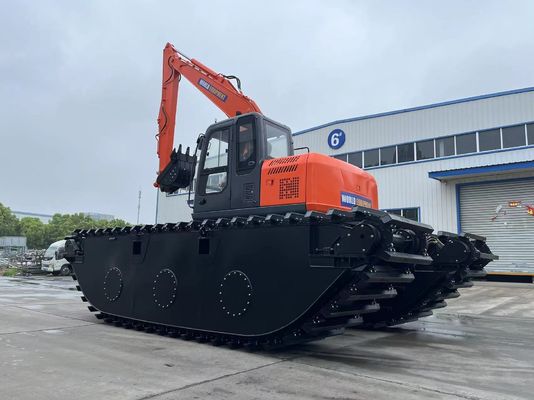 चीन शीर्ष ब्रांड अप्रयुक्त उभयचर खुदाई मशीन HK150SD 0.25 M3 नदी सफाई मशीन के साथ लंबी पहुंच बूम