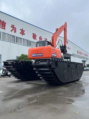 चीन शीर्ष ब्रांड अप्रयुक्त उभयचर खुदाई मशीन HK150SD 0.25 M3 नदी सफाई मशीन के साथ लंबी पहुंच बूम